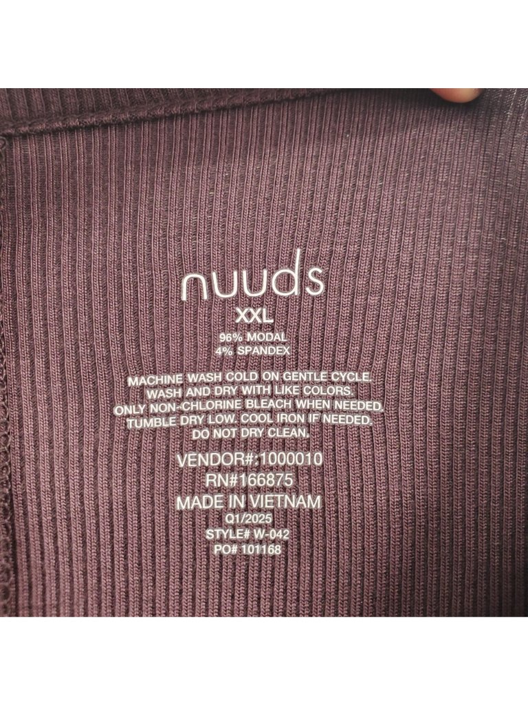 Nuuds Slinky Rib Long Sleeve Shirt Top Women Size Xxl Nwt Crew Soft Form Fitting — image 5 of 8